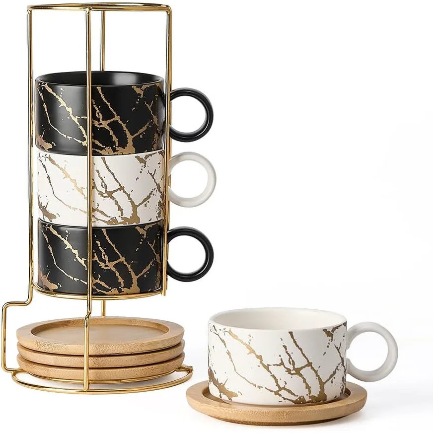 Porcelain Espresso Cup with Metal Stand, 6 Ounce Stackable | Bed Bath & Beyond