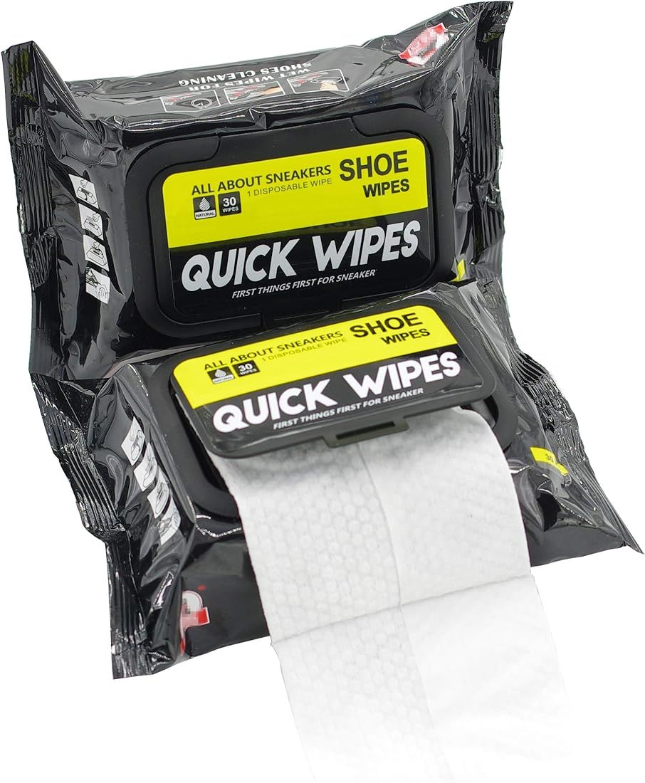 2 Pack 60 Pcs Shoe Sneaker Wipes Cleaner Quick Wipes Disposable Travel Portable Removes Dirt, Sta... | Amazon (US)
