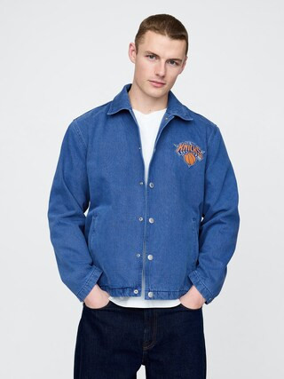 NBA New York Knicks Logo Denim Coaches Jacket | Gap (US)