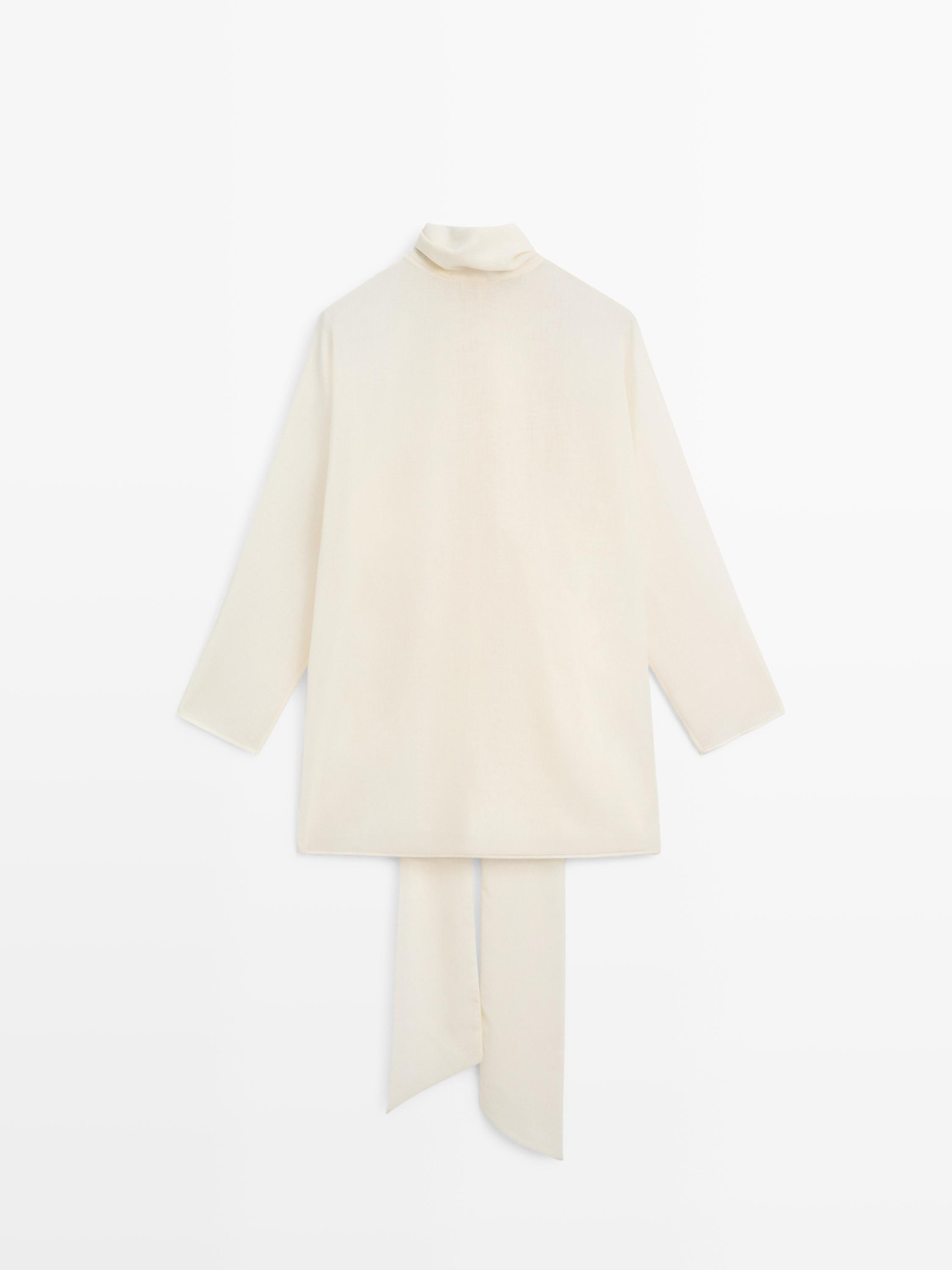 Flowing blouse with tie detail - STUDIO | Massimo Dutti UK