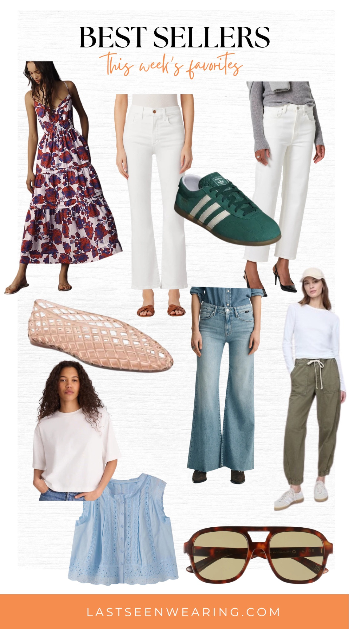This Week’s Bestsellers 
#adidas #jellyflats #whitetee #floraldress

#LTKOver40