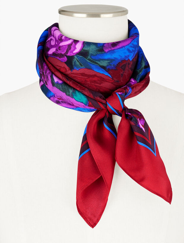 Wrapped Floral Silk Square Scarf | Talbots