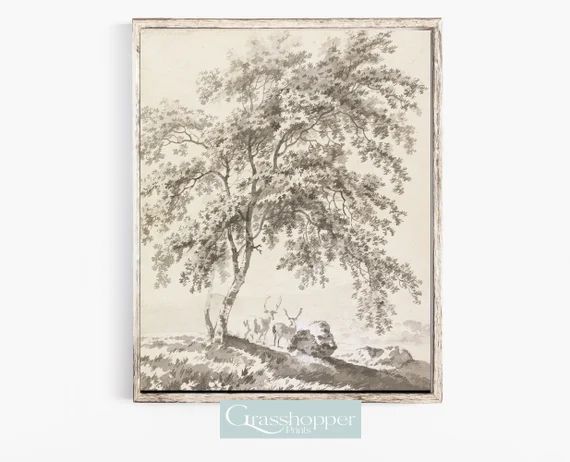Vintage Landscape Drawing Antique Forest Tree Sketch Print | Etsy | Etsy (US)