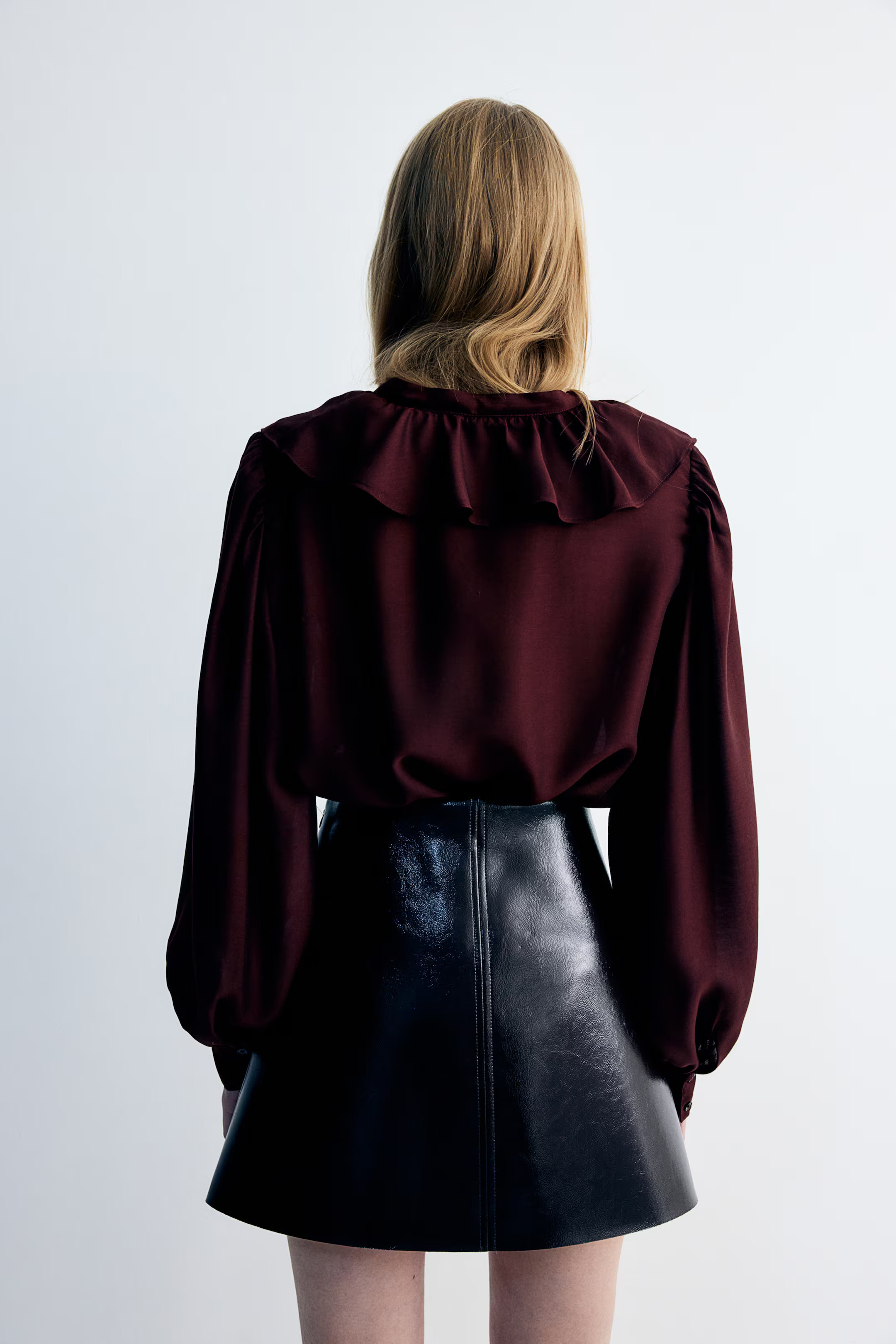 Flounce-Trimmed Blouse - Burgundy - Ladies | H&M US | H&M (US + CA)