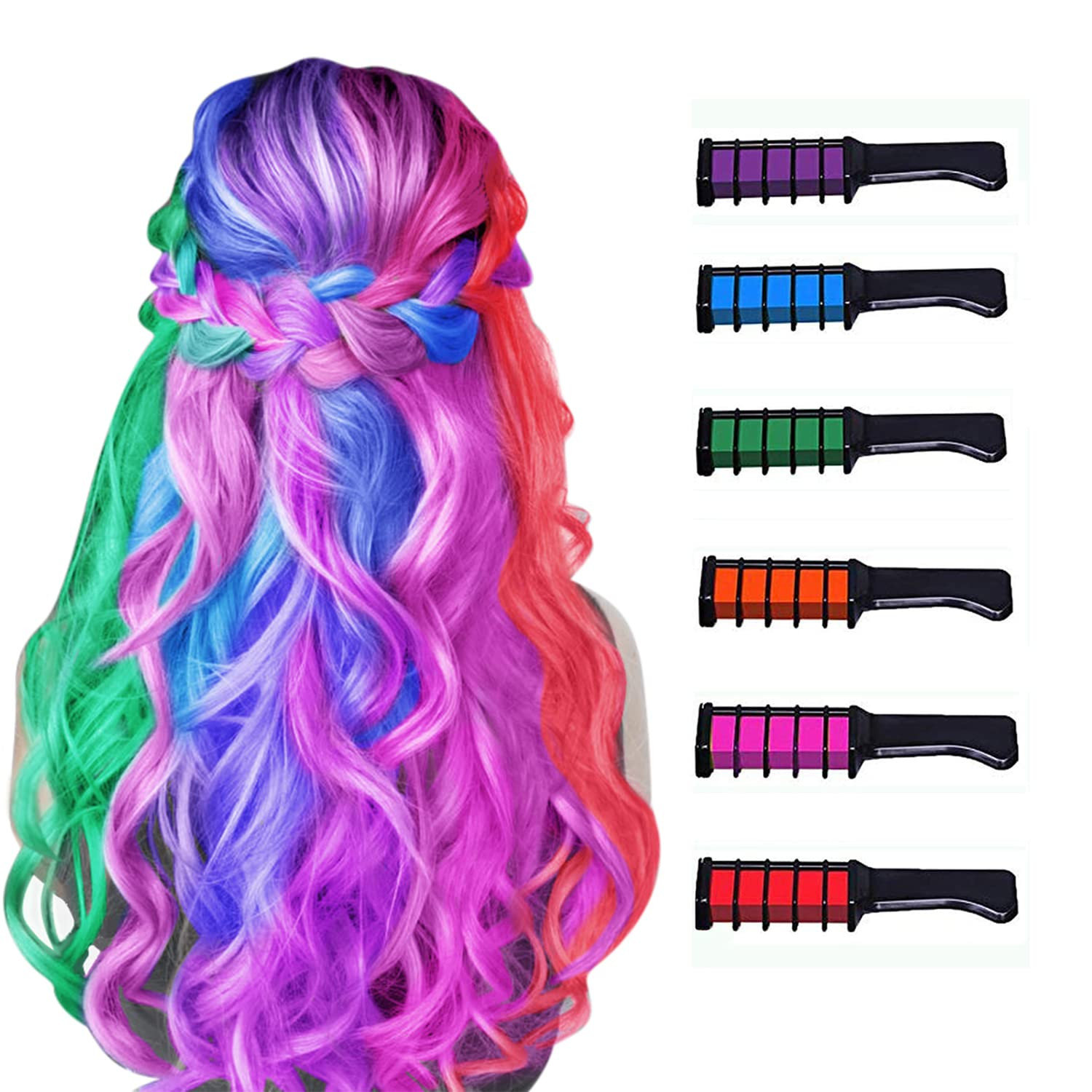New Hair Chalk Comb Temporary Hair Color Dye for Girls Kids, Washable Hair Chalk for Girls Age 4 ... | Amazon (US)