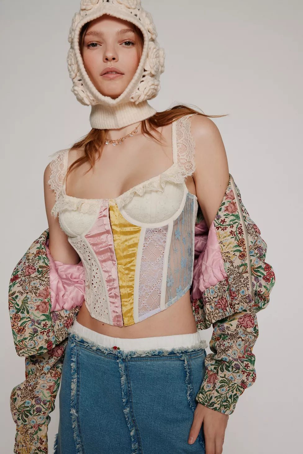 Out From Under Homespun Lace Colorblock Corset | Urban Outfitters (US and RoW)