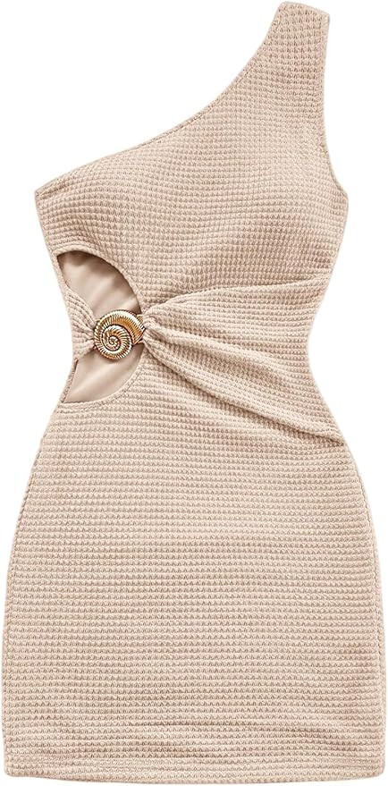 GORGLITTER Women's Crochet One Shoulder Sundresses Boho Cut Out Bodycon Mini Dress Sleeveless Sum... | Amazon (US)