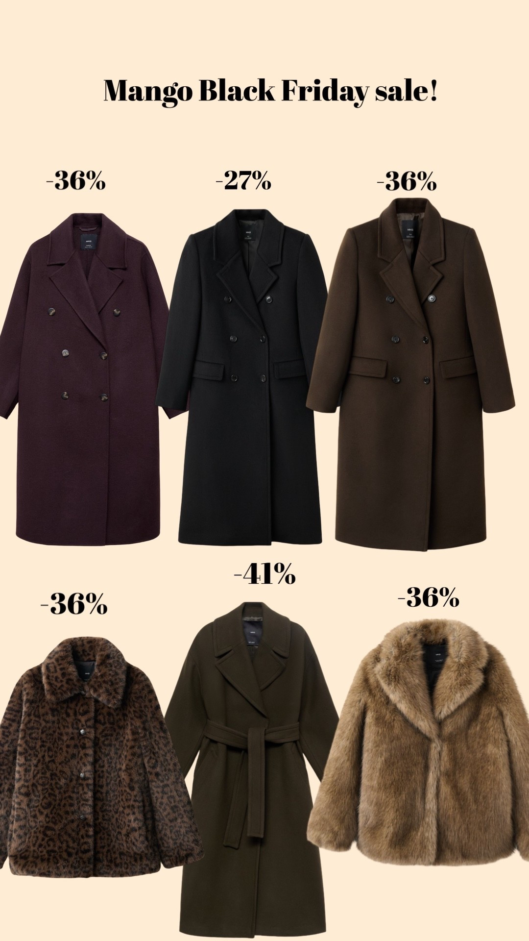 So many nice coats in the Mango sale - just gone live!! 

Mango, mango coats, wool coats 

Ad 

#LTKCyberWeek #LTKwinter
