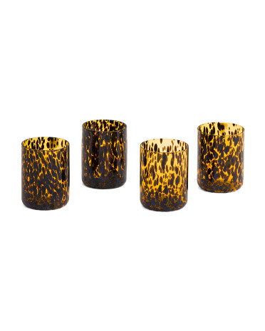 Set Of 4 Tortoise Shell Drinking Glasses | TJ Maxx