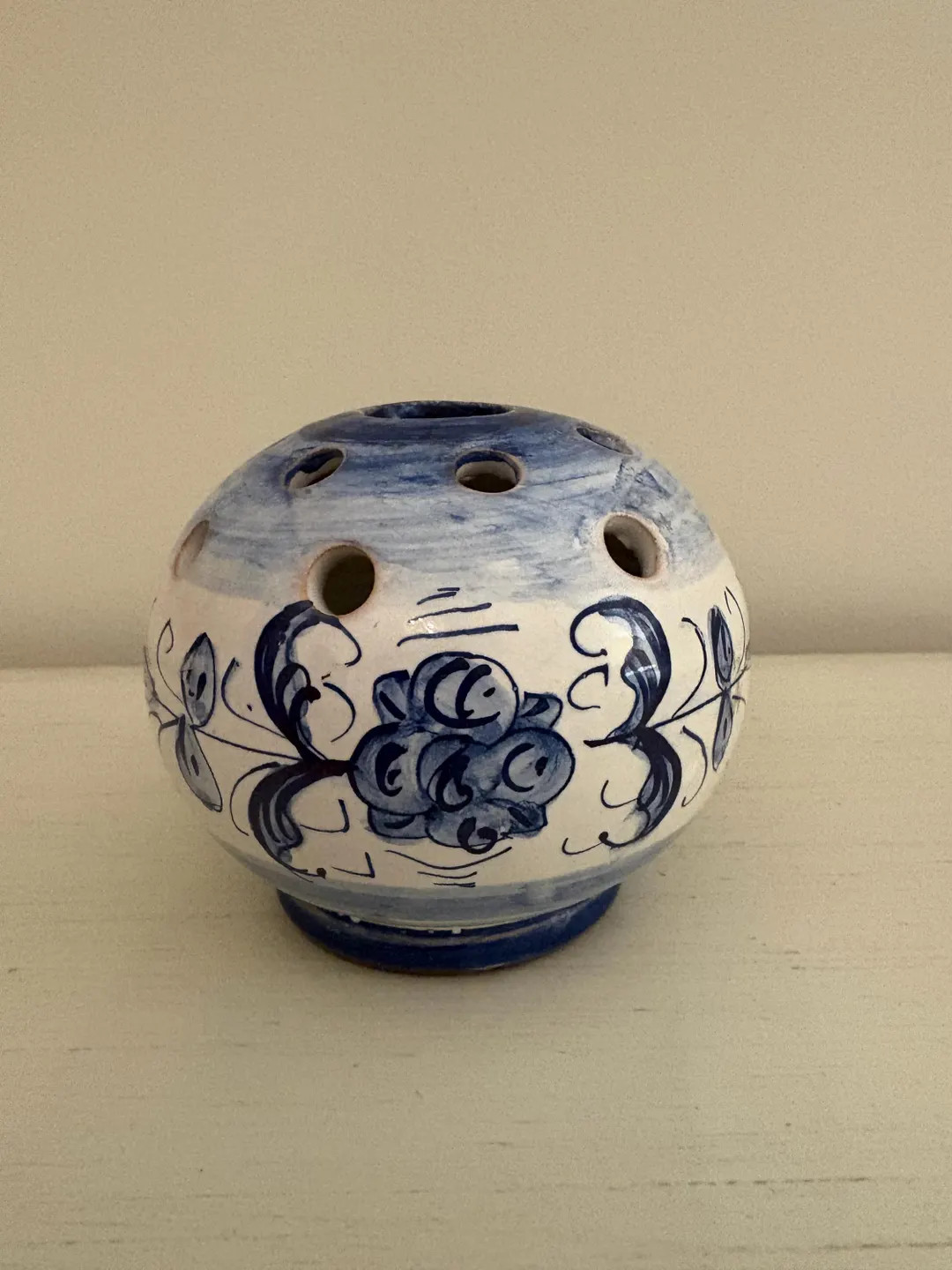 Vintage Blue and White Flower Frog Bud Vase Hand-painted in Italy | Etsy (US)