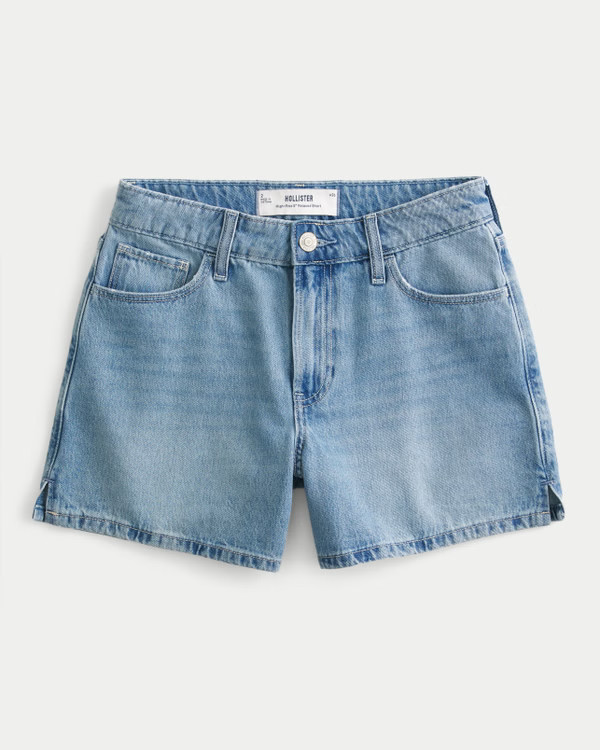 Women's High-Rise Light Wash Relaxed Denim Shorts 5" | Women's Bottoms | HollisterCo.com | Hollister (US)
