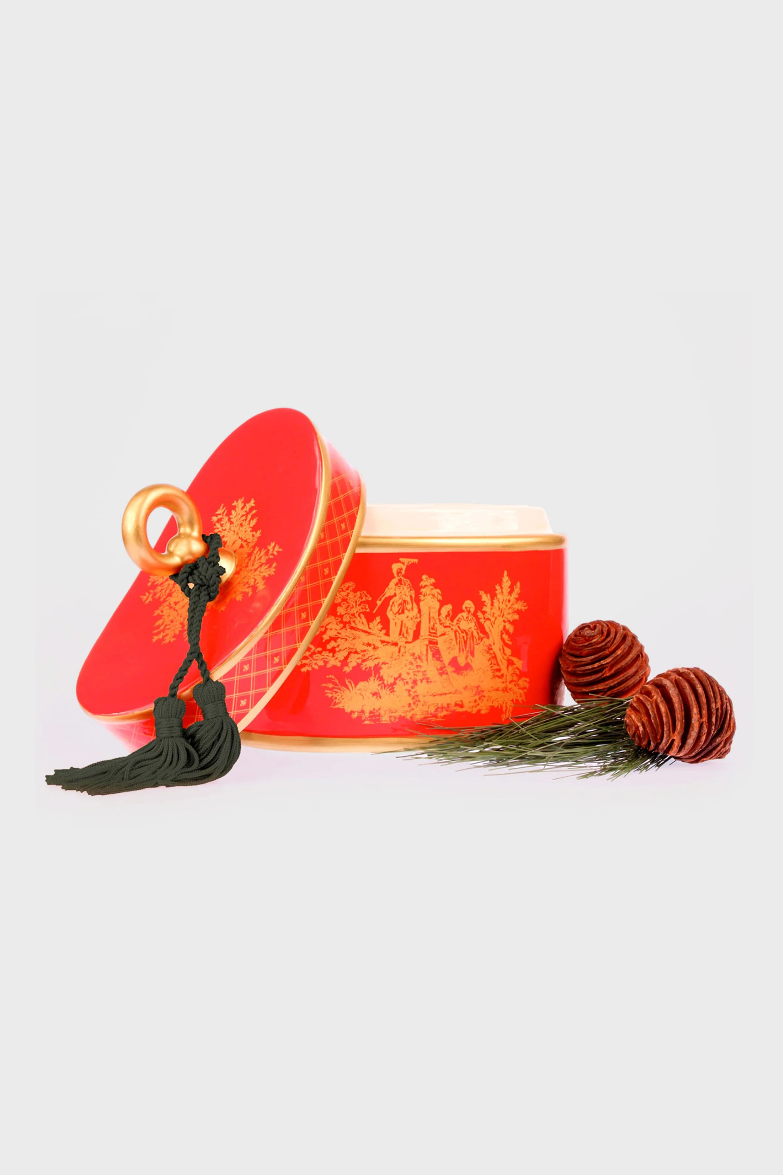 Red Holiday Classic Toile Ceramic Two-Wick Candle | Tuckernuck (US)