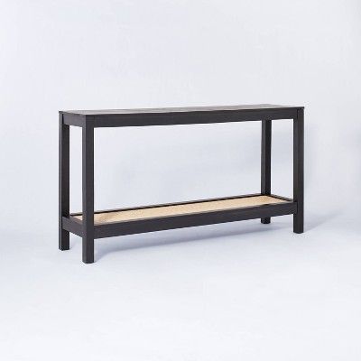 Console Table with Woven Rattan Shelf Black - Threshold&#8482; designed with Studio McGee | Target