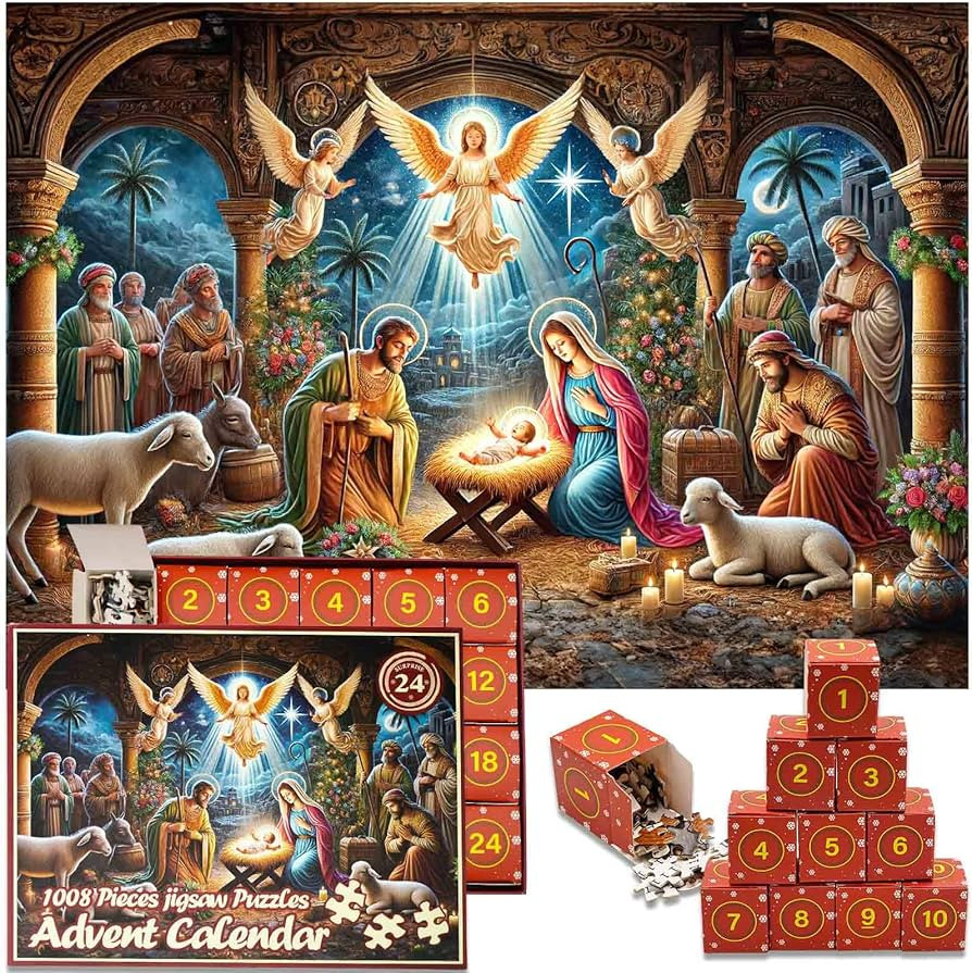 2025 Nativity Scene Christmas Advent Calendar Jigsaw Puzzle - 1008 Pieces, Religious Christmas Co... | Amazon (US)