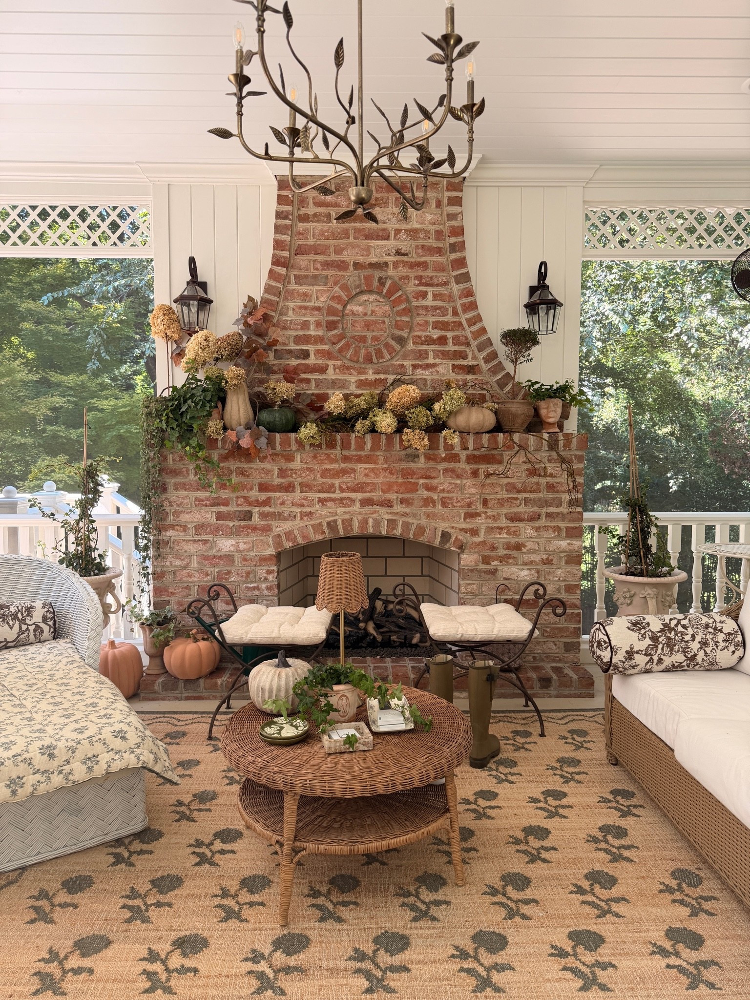 Fall has officially made its way to the porch 🍂 Layered pumpkins, dried hydrangeas, cozy textiles and warm woven textures are giving this space the prettiest seasonal refresh. Linking the pieces I used to bring it all together!

#LTKHome #LTKSeasonal
