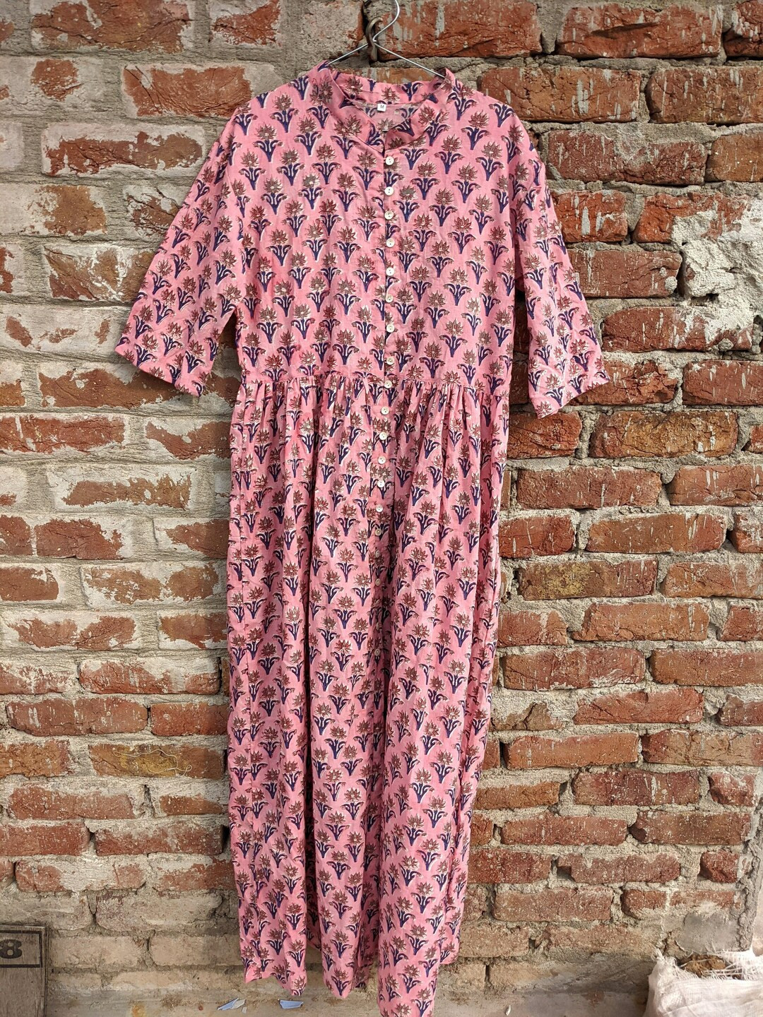 Hand Block Printed Dress, Block Print Dress, Indian Tunics, Hand Printed Dress, Indian Cotton Lon... | Etsy (US)