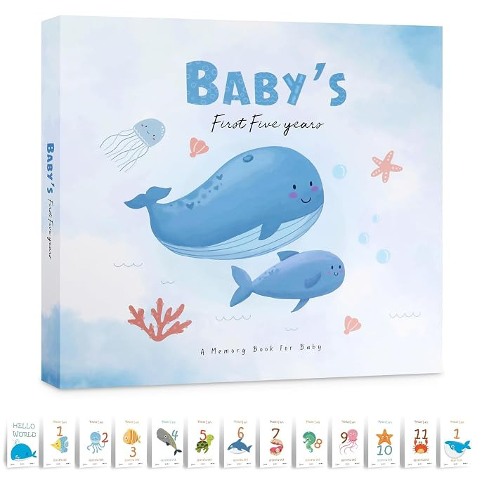 Baby Memory Book Keepsake: First 5 Year Baby Books for Boy or Girl,Gender Neutral Woodland Seawor... | Amazon (US)