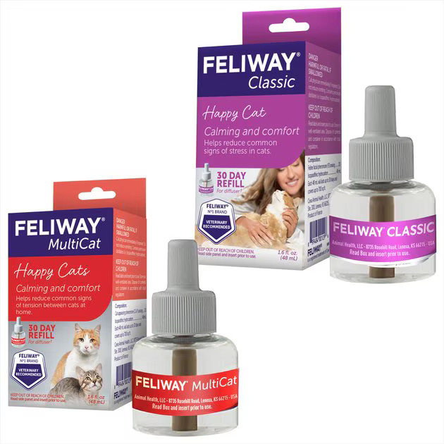FELIWAY Classic Calming Diffuser Refill for Cats, 30 day, 1 count +  MultiCat Calming Diffuser Re... | Chewy.com