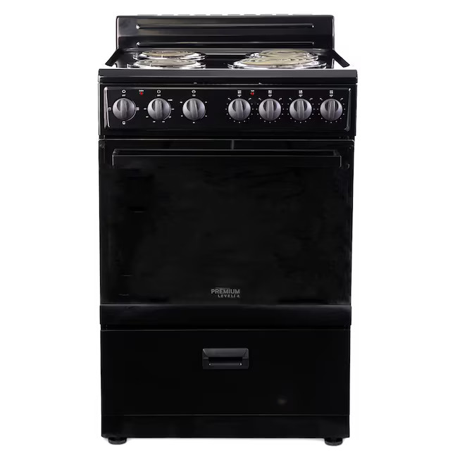 Premium Levella 24-in 4 Elements 2.7-cu ft Freestanding Electric Range (Black with Mirrored Glass... | Lowe's