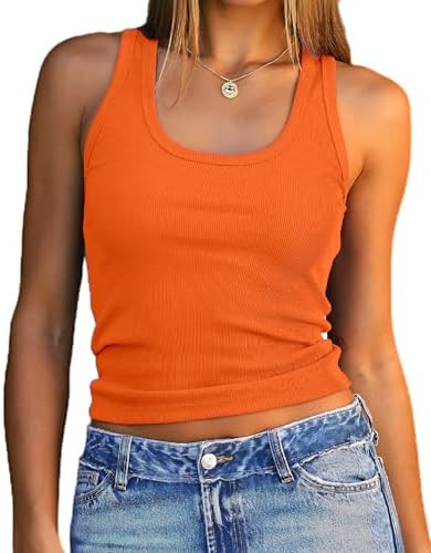 Dwnval Womens Sexy Sleeveless Scoop Neck Tank Tops Summer Slim Fitted Ribbed Kintted Full Length ... | Amazon (US)