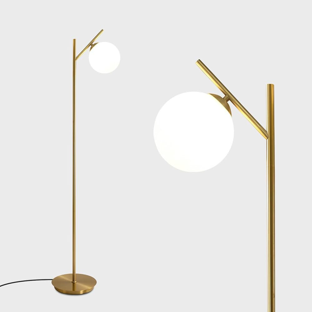 Mid Century Floor Lamp for Living Room Modern Tall Standing Lamp with Frosted Glass Globe Shades ... | Amazon (US)