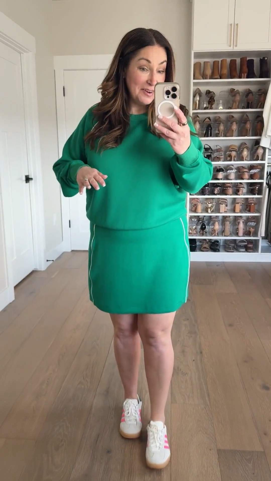 Spanx air essentials pique new arrivals 

- Green Sweatshirt size up for larger chest, XL
-Green Skort size down if in-between in XL but have room
-Navy polo dress size down if in-between wearing XL but had lot so room
-Navy Polo size up if in-between wearing XL and it's perfect 
-Navy Shorts size down if in-between in XL but lots of room 

Use code RYANNEXSPANX for 20% off for new customers 

#LTKOver40 #LTKSeasonal #LTKMidsize