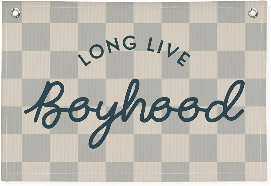 Long Live Boyhood Linen Banner\uff0cVintage Nursery Checkered Flag Boys Room Decor\uff0cDecor Nur... | Amazon (US)