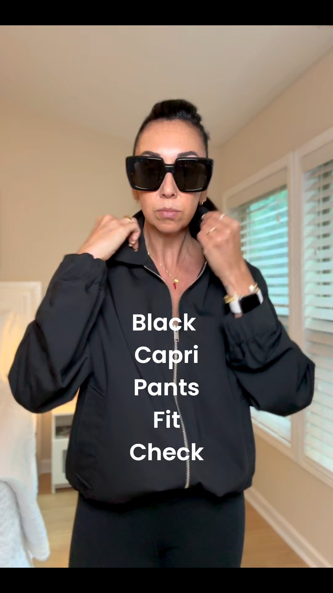 Black Capri Pants and Bomber Jacket 
Fit Check 

#LTKStyleTip #LTKSeasonal #LTKFindsUnder100