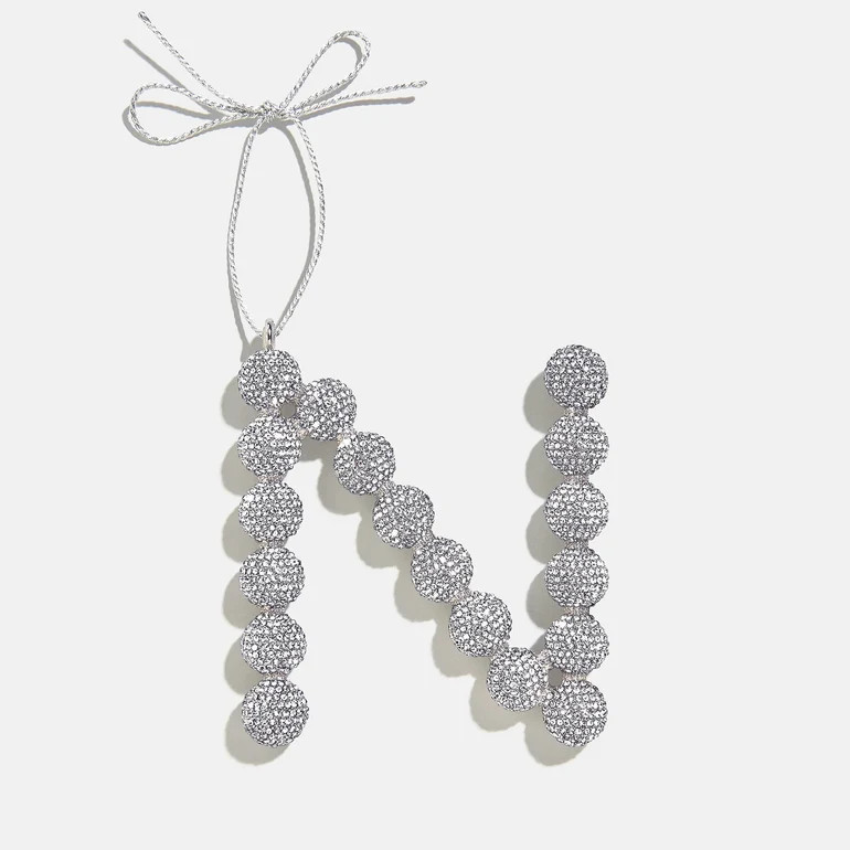 Merry Monogram Ornament - Silver/Pav\u00e9 | BaubleBar