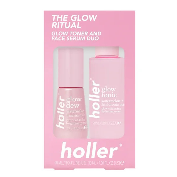 Holler The Glow Ritual Glow Toner And Face Serum Duo, Hydrating Watermelon Extract, 2 Piece Gift ... | Walmart (US)