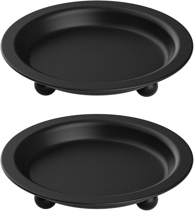 Beeutik Black Candle Candlestick Holder Decor, 4.13 Inch Round Candles Tray Holders Set of 2, Iro... | Amazon (US)