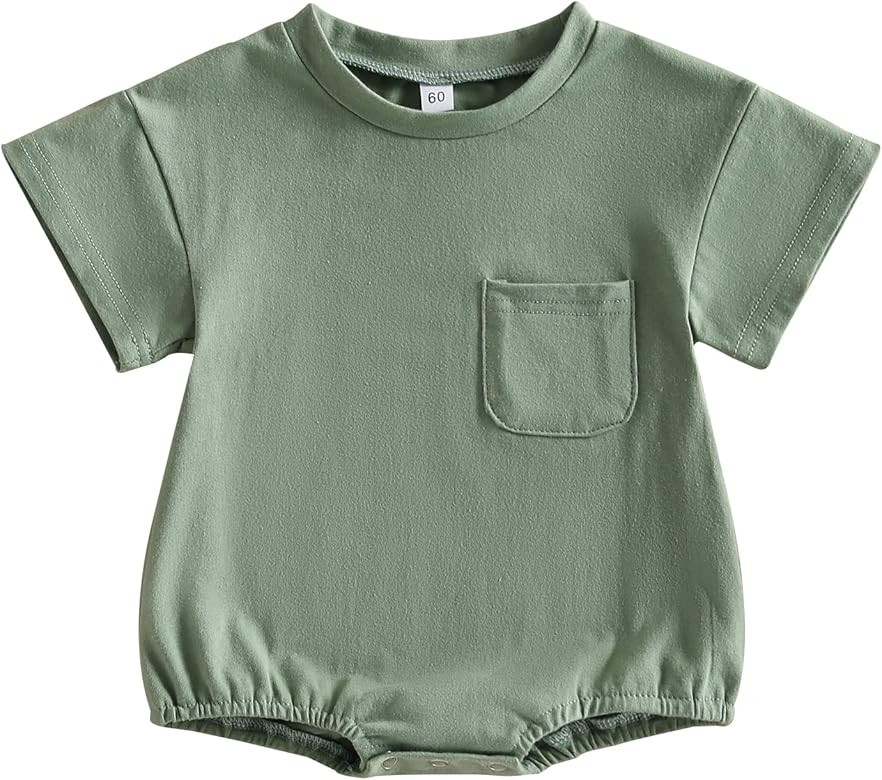 DNOMAID YZARC Baby Boy Girl Solid Bubble Romper Short Sleeve Oversized T-Shirt Onesie Basic Cotto... | Amazon (US)