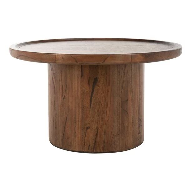 SAFAVIEH Devin Solid Round Pedestal Coffee Table, Dark Brown | Walmart (US)