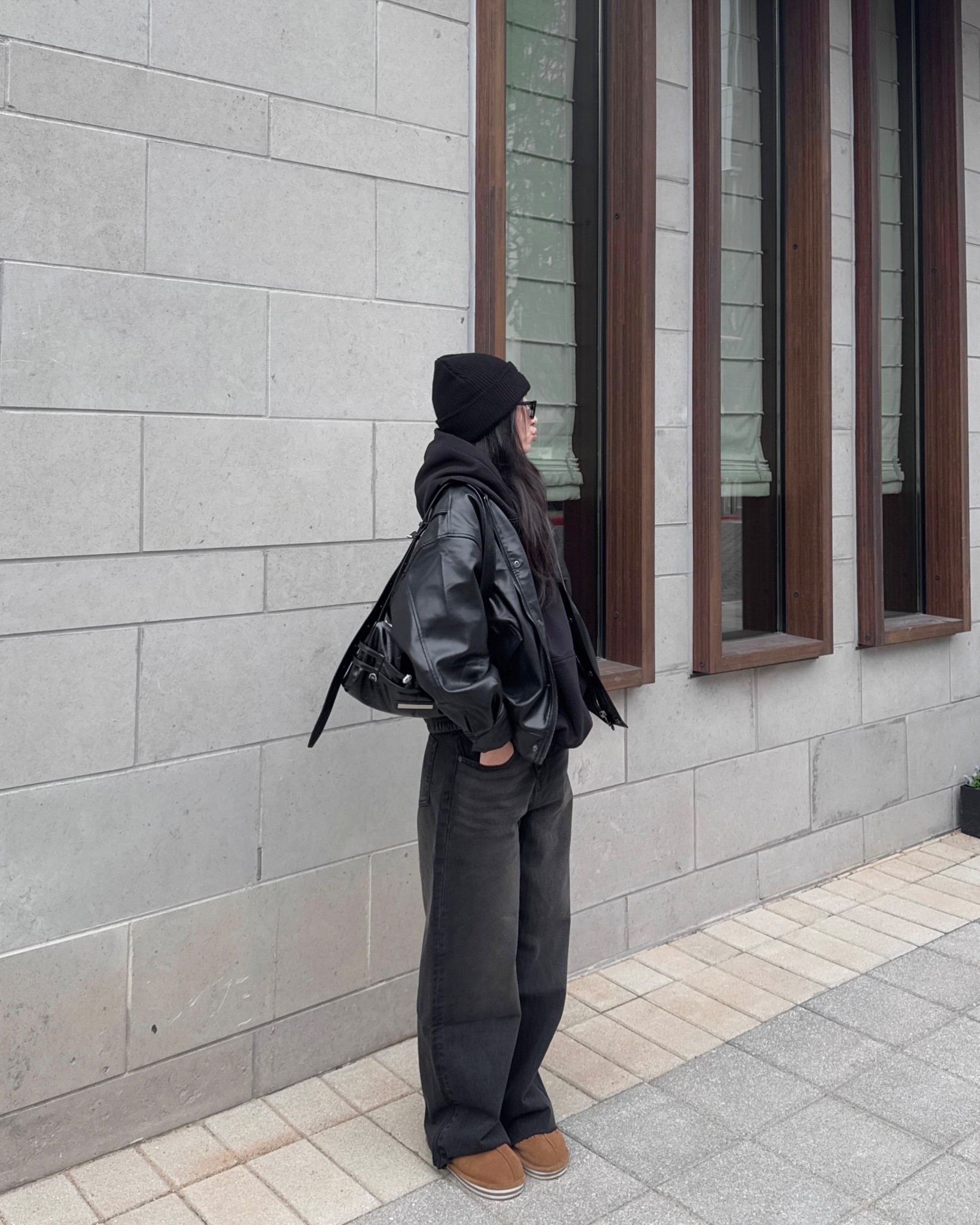 beanie: stussy 
jeans: musinsa standard
leather jacket: lioness
hoodie: hours
bag: matin kim

#LTKootd