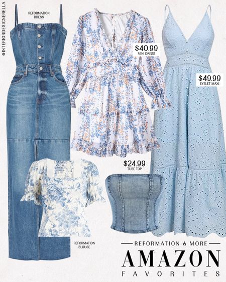 REFORMATION + Amazon finds!✨ $24.99 Amazon denim tube top + $40.99 Amazon floral mini dress!✨ Share this post with a friend!!🤗 Click on the “Shop OOTD Collages” collections on my LTK to shop!🤗 Have an amazing day!! Xo!! 