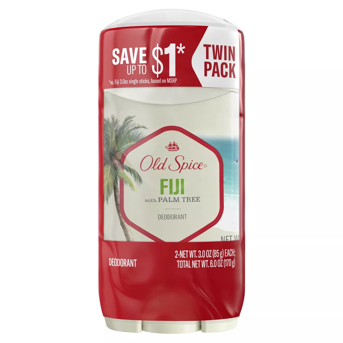Old Spice Men's Deodorant Aluminum-Free Fiji with Palm Tree Deodorant - Scented - 3oz/2pk | Target
