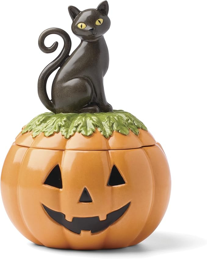 Lenox Haunted Halloween Covered Candy Jar, Porcelain Jar with Lid, 26oz Storage, Black Cat on Pum... | Amazon (US)