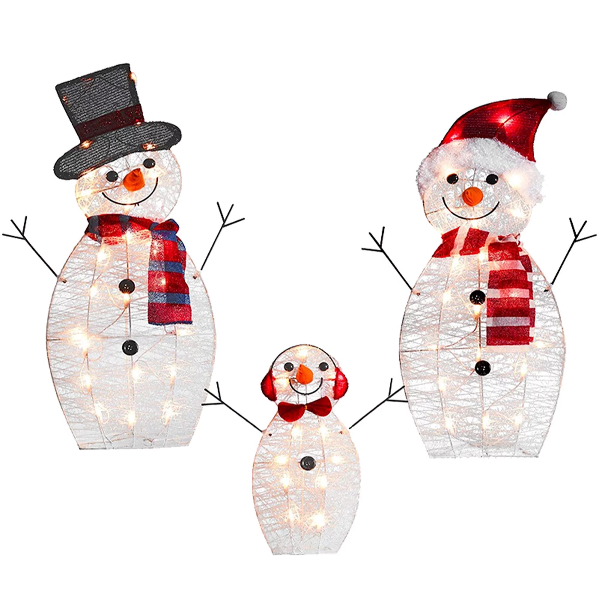 Christmas Snowman Decorations Set of 3 Exquisite LED Illuminated Backyard Garden Home Holiday Dec... | Walmart (US)