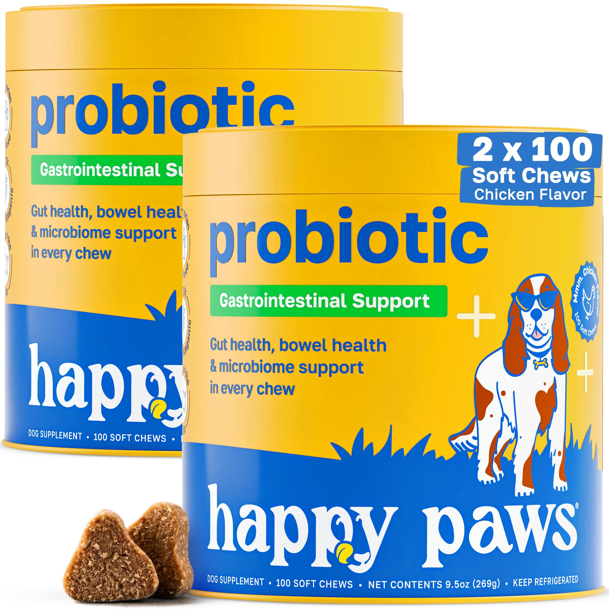 Happy Paws Probiotic Supplement for Dogs, Gut, Skin, Coat & Immune Support for All Breeds & Ages,... | Amazon (US)