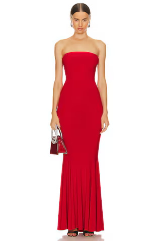 Norma Kamali Strapless Fishtail Gown in Tiger Red from Revolve.com | Revolve Clothing (Global)
