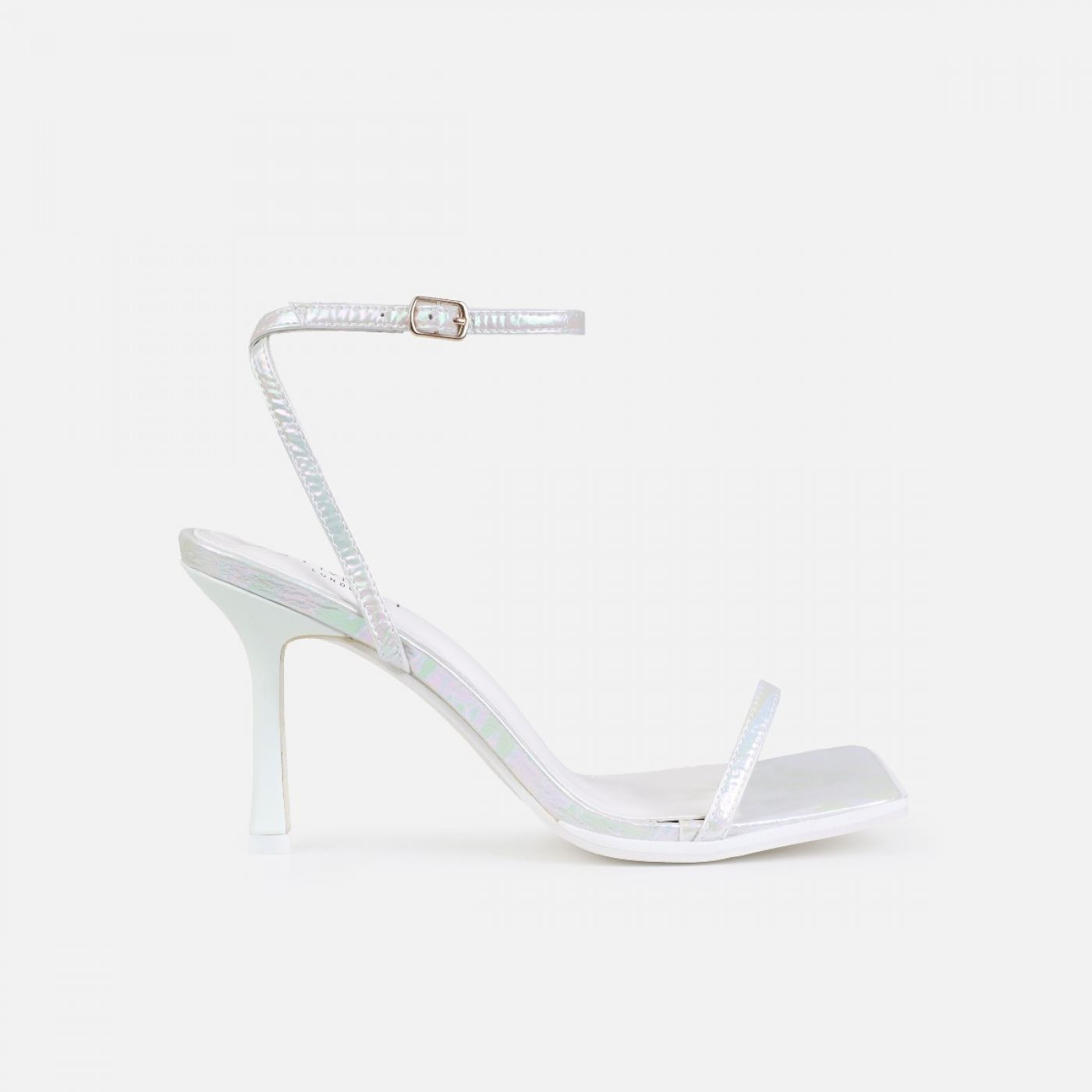 Aeros White Square Toe Strappy Stiletto Mid Heels | Simmi Shoes