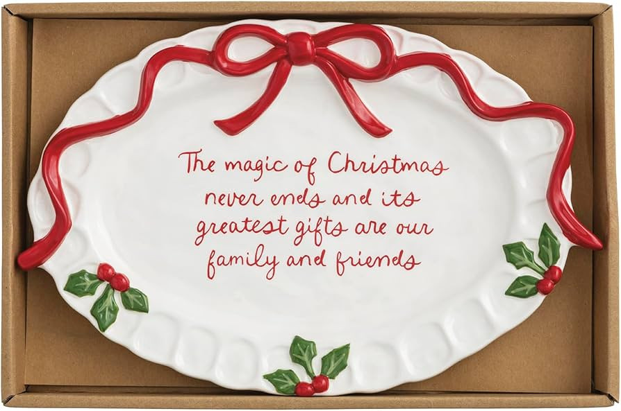 Mud Pie Christmas Bow Whimsical Christmas Sentiment Plate | Amazon (US)