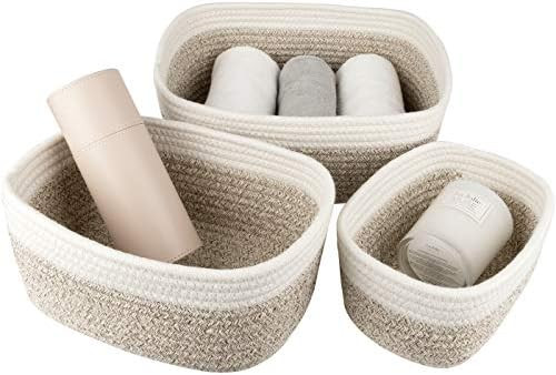 LA JOLIE MUSE Cotton Woven Storage Baskets for Organizing, Small Basket Organizer Bins for Bathroom  | Amazon (US)