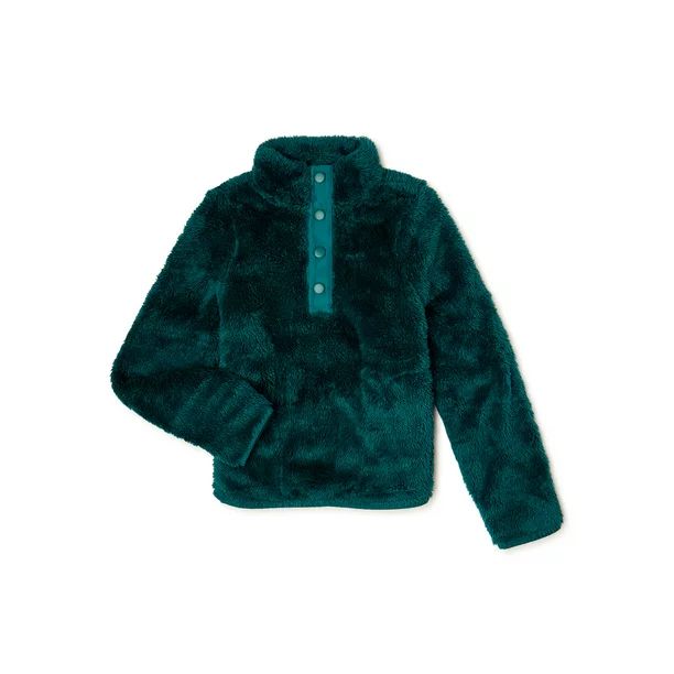 Wonder Nation Girls’ Faux Sherpa Pullover Jacket, Sizes 4-18 & Plus | Walmart (US)