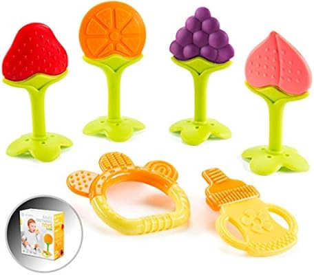 Baby Teething Toys for Newborn Infants (6-Pack) Freezer Safe Infant and Toddler Silicone Teethers... | Amazon (US)