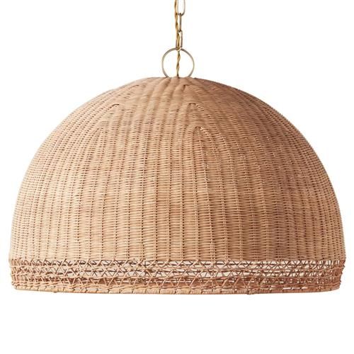 Woven Augusta Mid Century Modern Natural Rattan Pendant - Small | Kathy Kuo Home