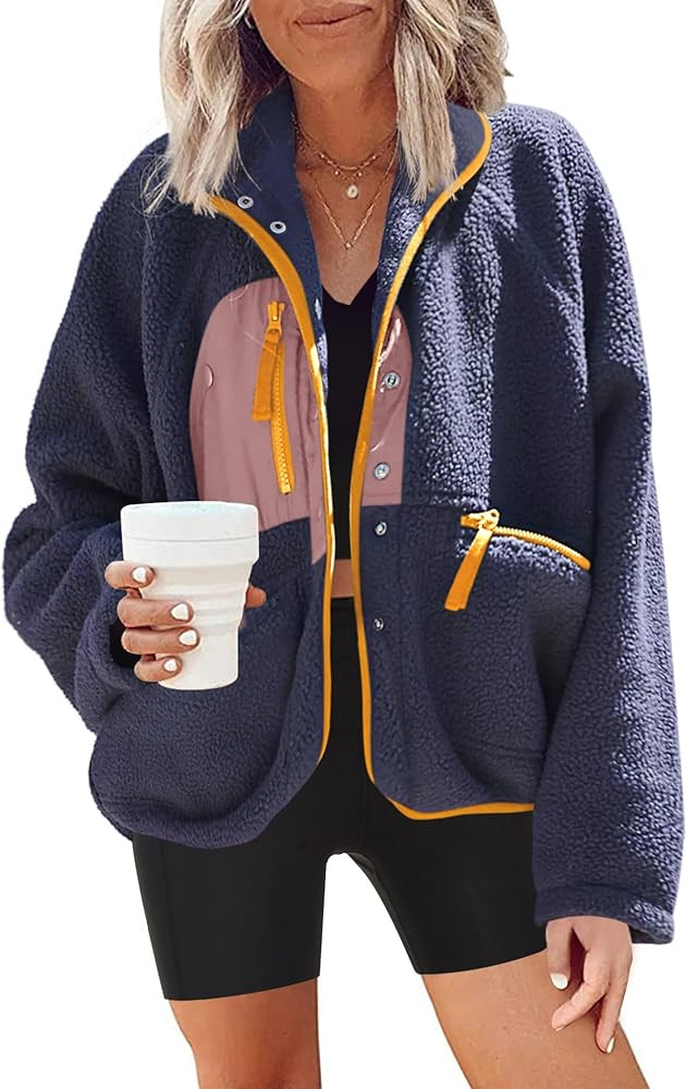 Nirovien Womens Fuzzy Fleece Jacket Button Down Sherpa Coats Casual Winter Warm Outwear with Pock... | Amazon (US)