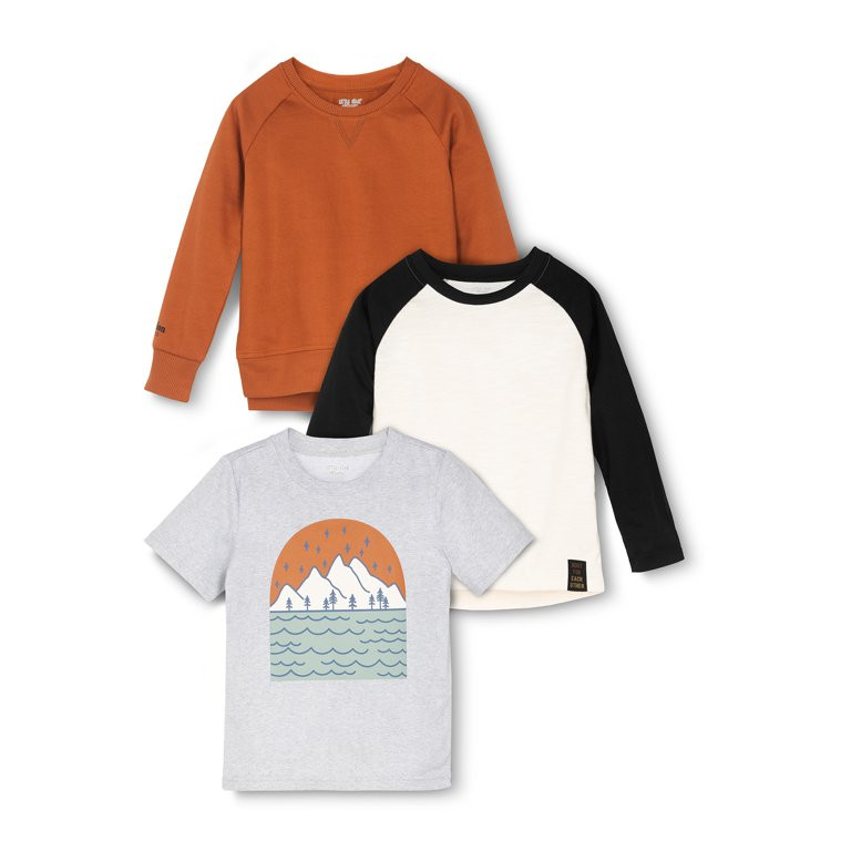 Little Star Organic Toddler Boy 3Pc Mixed Set T-Shirts, Size 12M- 5T - Walmart.com | Walmart (US)