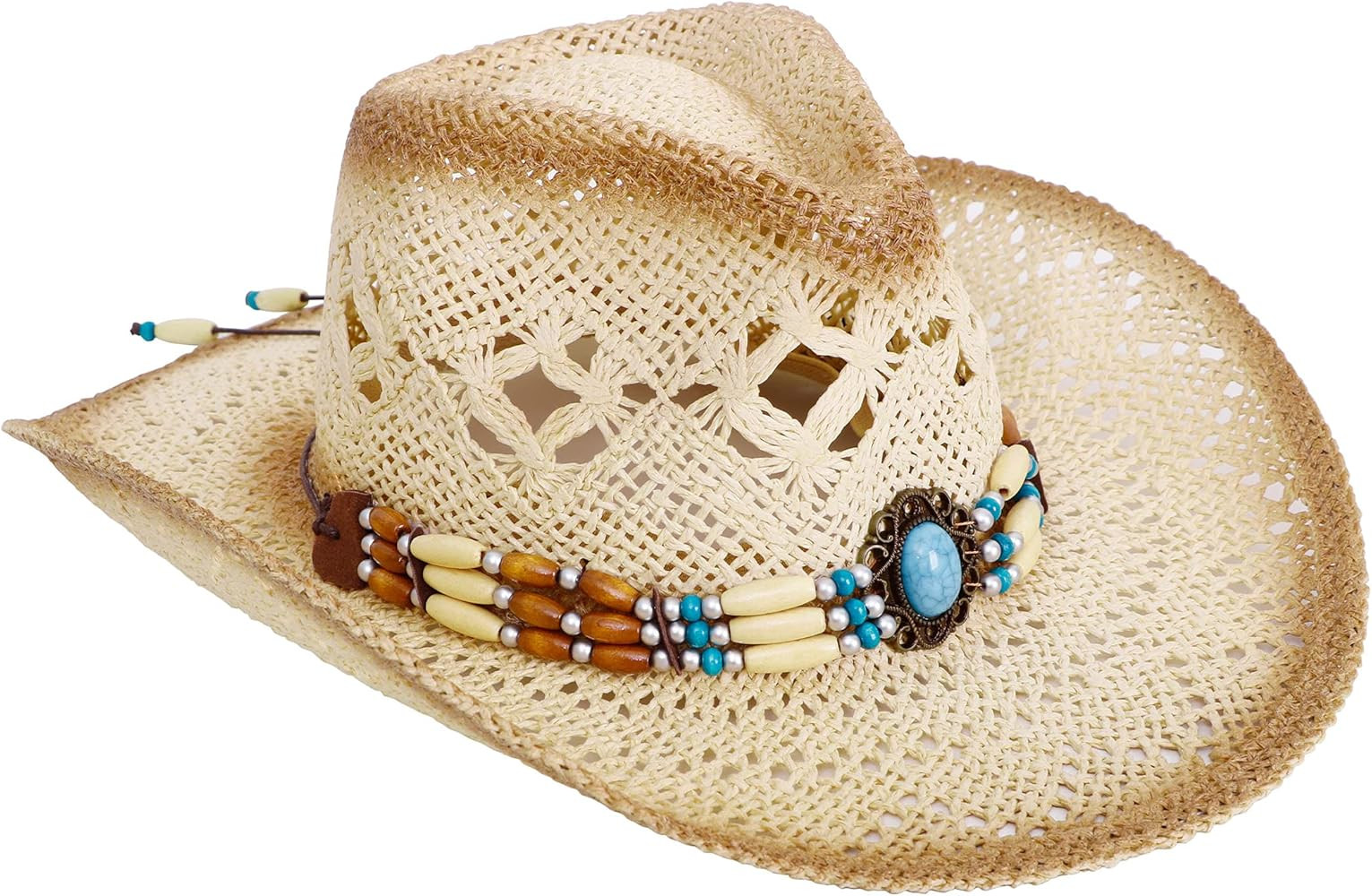 Livingston Men & Women's Woven Straw Cowboy Hat w/Hat Band | Amazon (US)