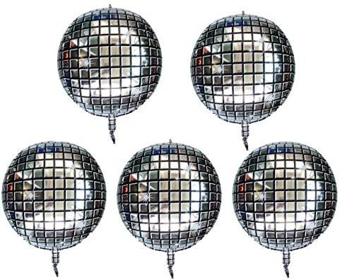 22 Inch 4D Large Round Aluminum Foil Balloons Self-sealing Disco Fever Mirror Metallic Hangable f... | Amazon (US)